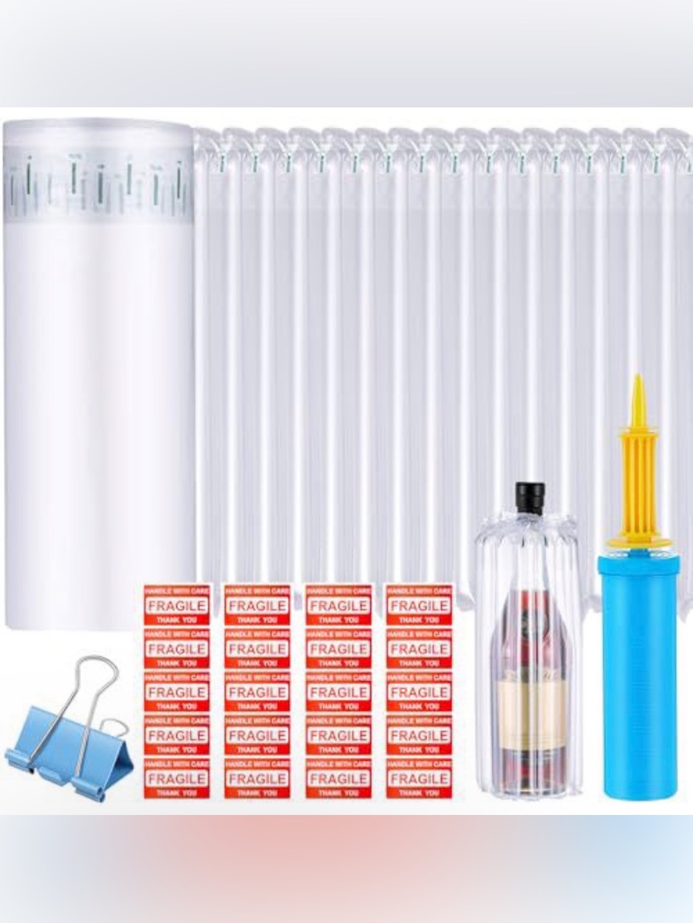 Clear Bubble Mailers with Fragile Stickers - White/Clear